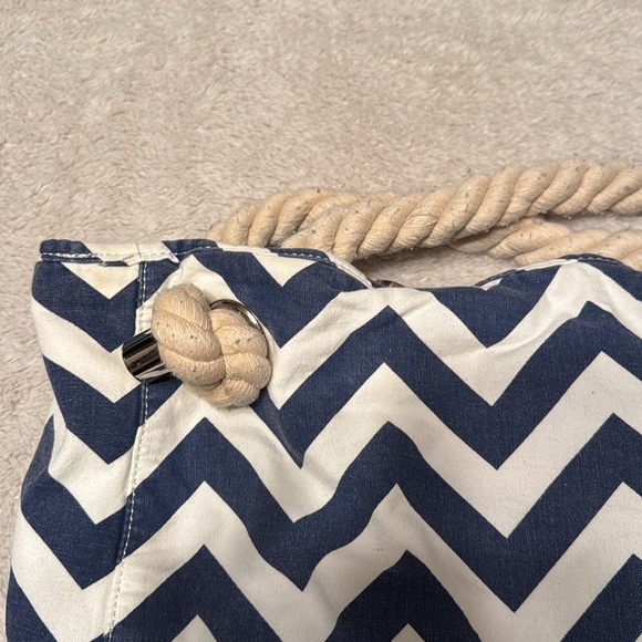 ๐ผ Large Donna Dixon Chevron, Multi-Purpose, Tote โ Navy Blue & White - Picture 4 of 12